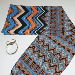NWT Boho orange & blue ethnic patterned pants